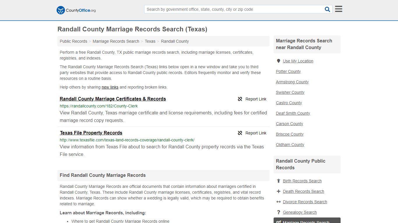 Marriage Records Search - Randall County, TX (Marriage Licenses ...