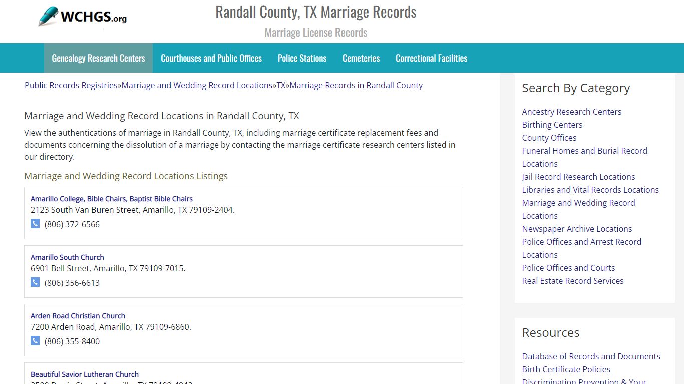 Randall County, TX Marriage Records - Marriage License Records